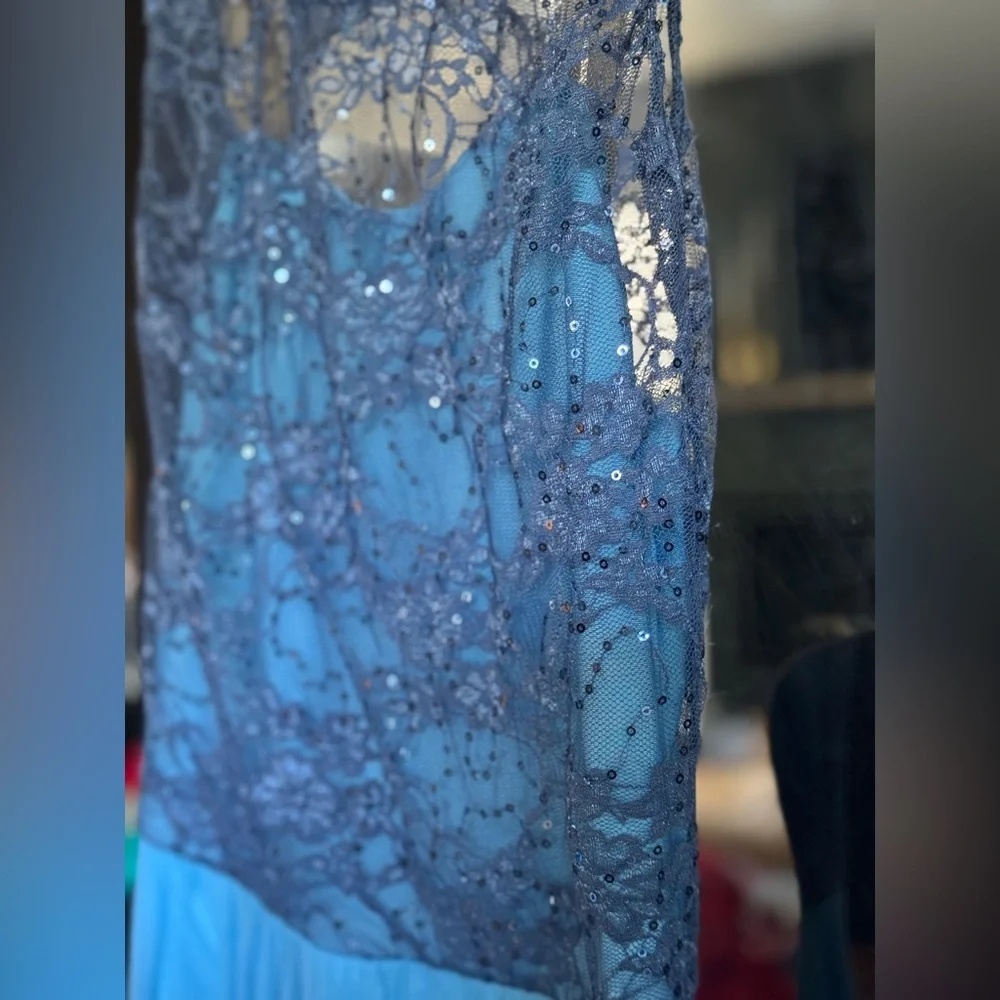 💎Revolution Dance Light Blue Lyrical or Ballet Dance Costume with Lace Overlay